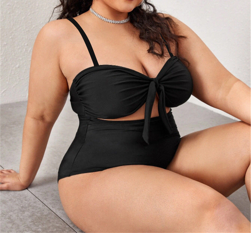 Plus Size Women Swimwear Black Cut Out