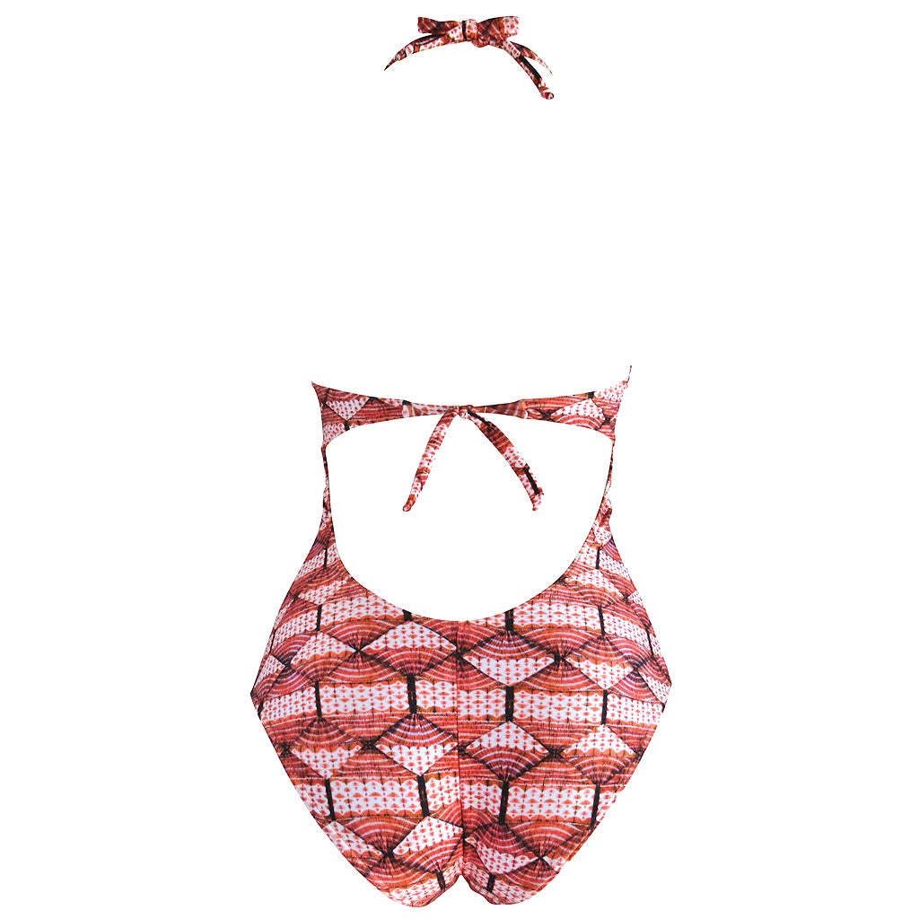 orange print cute one piece bathing suit zuzu swim