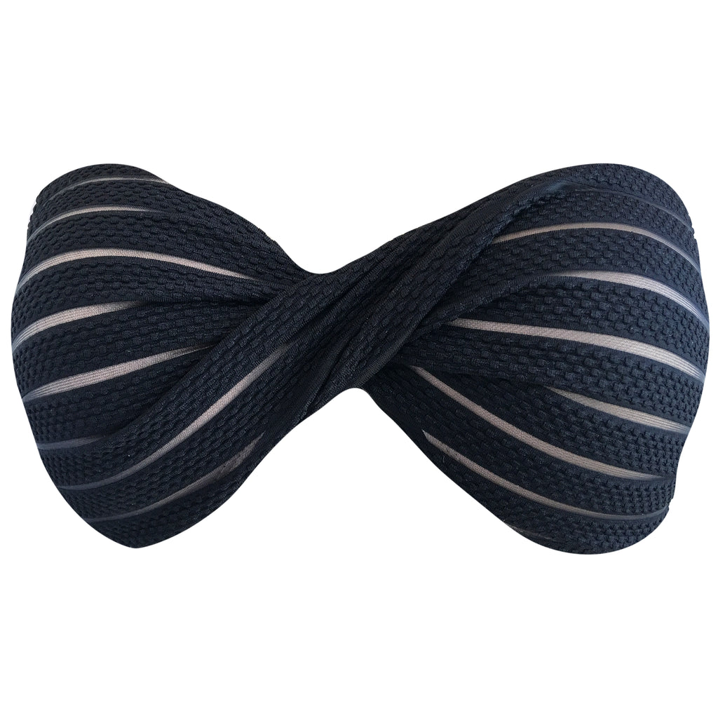 black tan striped padded bandeau bikini top sexy women's swimsuit