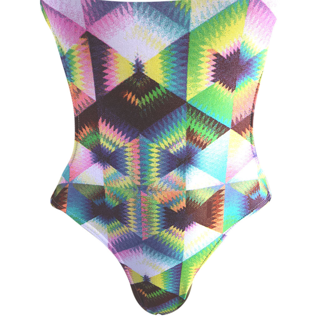 colorful print monokini tank swimming suit ladies