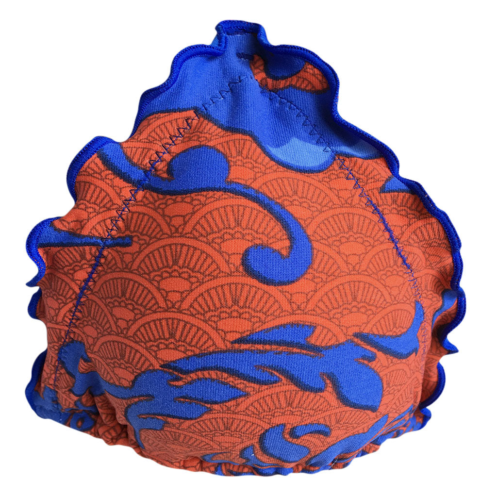 orange blue aloha print triangle bikini