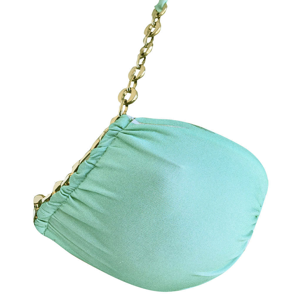 halter style bikini brazilian mint chain detail front