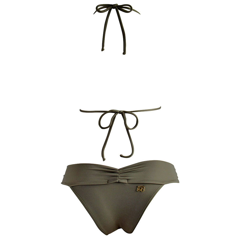 Brigitte Tati Triangle Bikini with Gemstone Accent Army Green