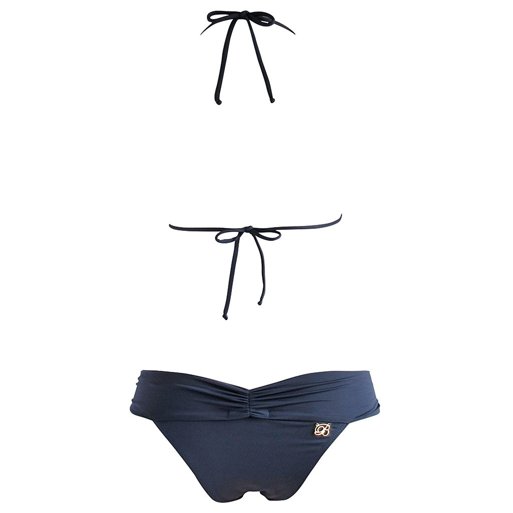 Brigitte Tati Triangle Bikini with Turquoise Gemstones Navy