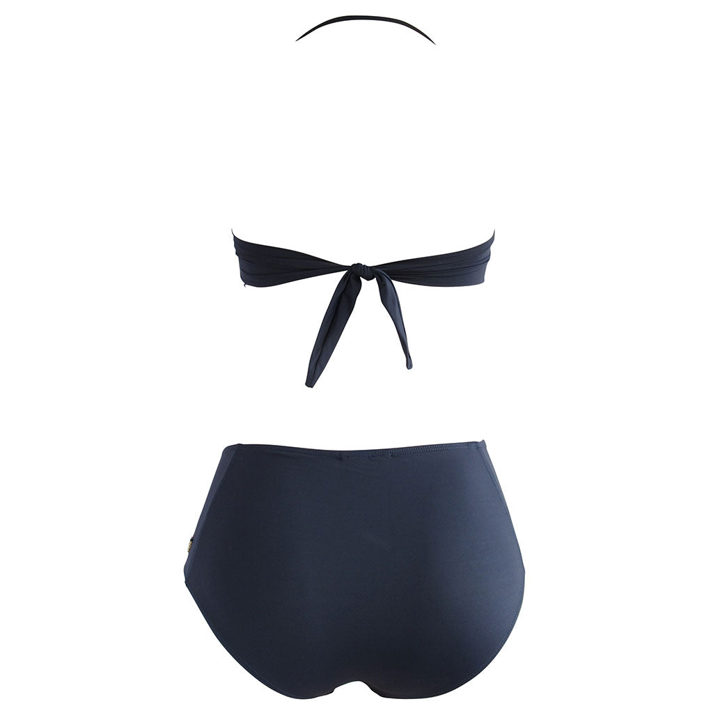 Brigitte Manu High Waisted Bandeau Bikini - Red / Navy