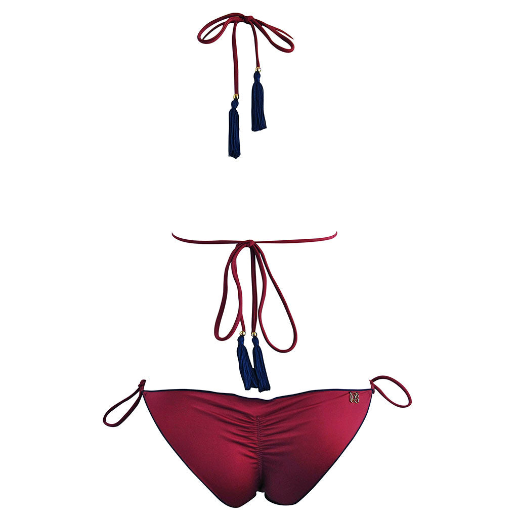 Brigitte Ripple Triangle String Bikini - Goiaba Red