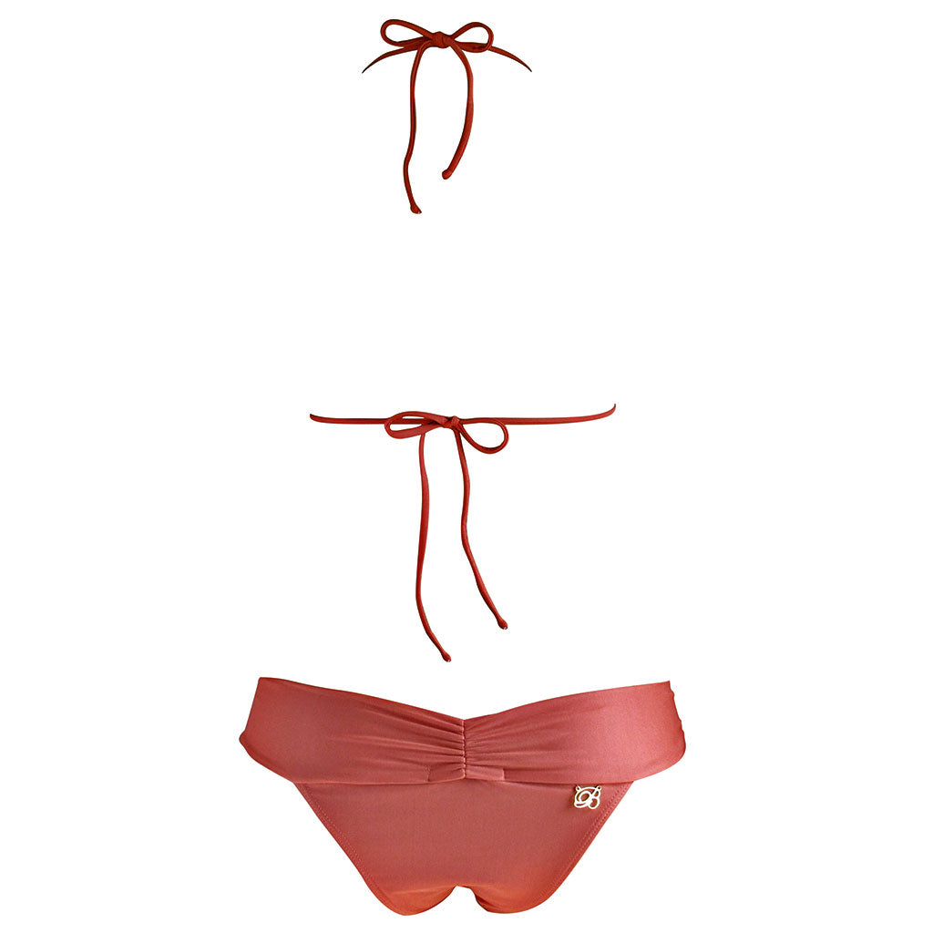 Brigitte Tati Triangle Bikini with Turquoise Gemstones Sunset Coral Peach