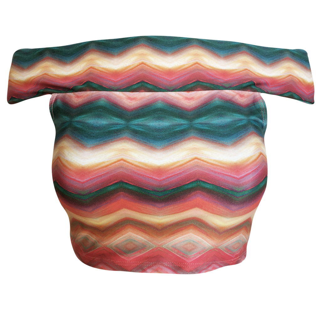 Brigitte Trancoso Tropical Print Off the Shoulder Crop Top Bikini