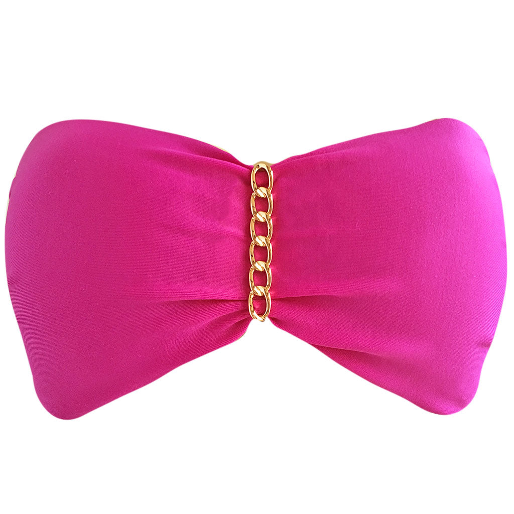 sexy hot pink magenta fuschia bandeau swimming suit bikini top