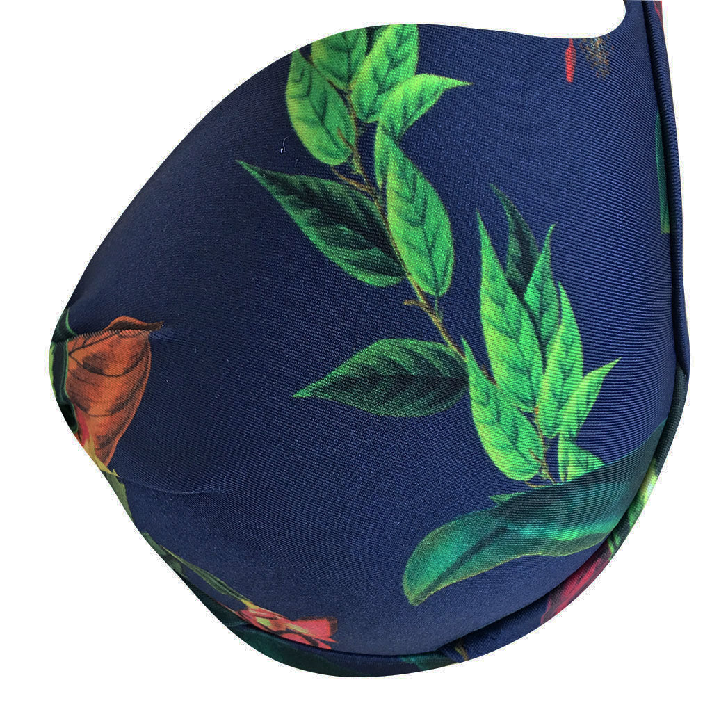 navy blue floral padded push up brazilian bikini cia. maritima