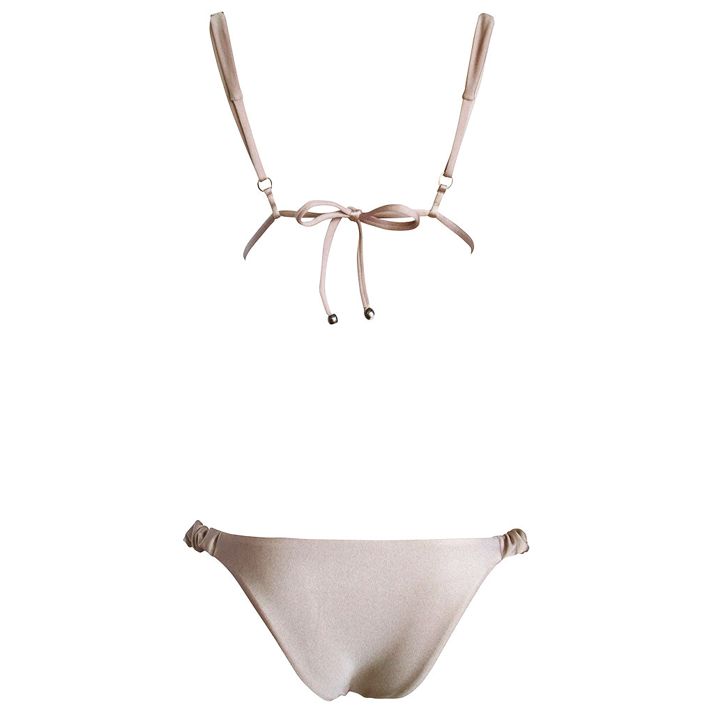 La Sirene Kai Triangle Top and Ruched Bottom Women's Bikini - Nude Blush Pink