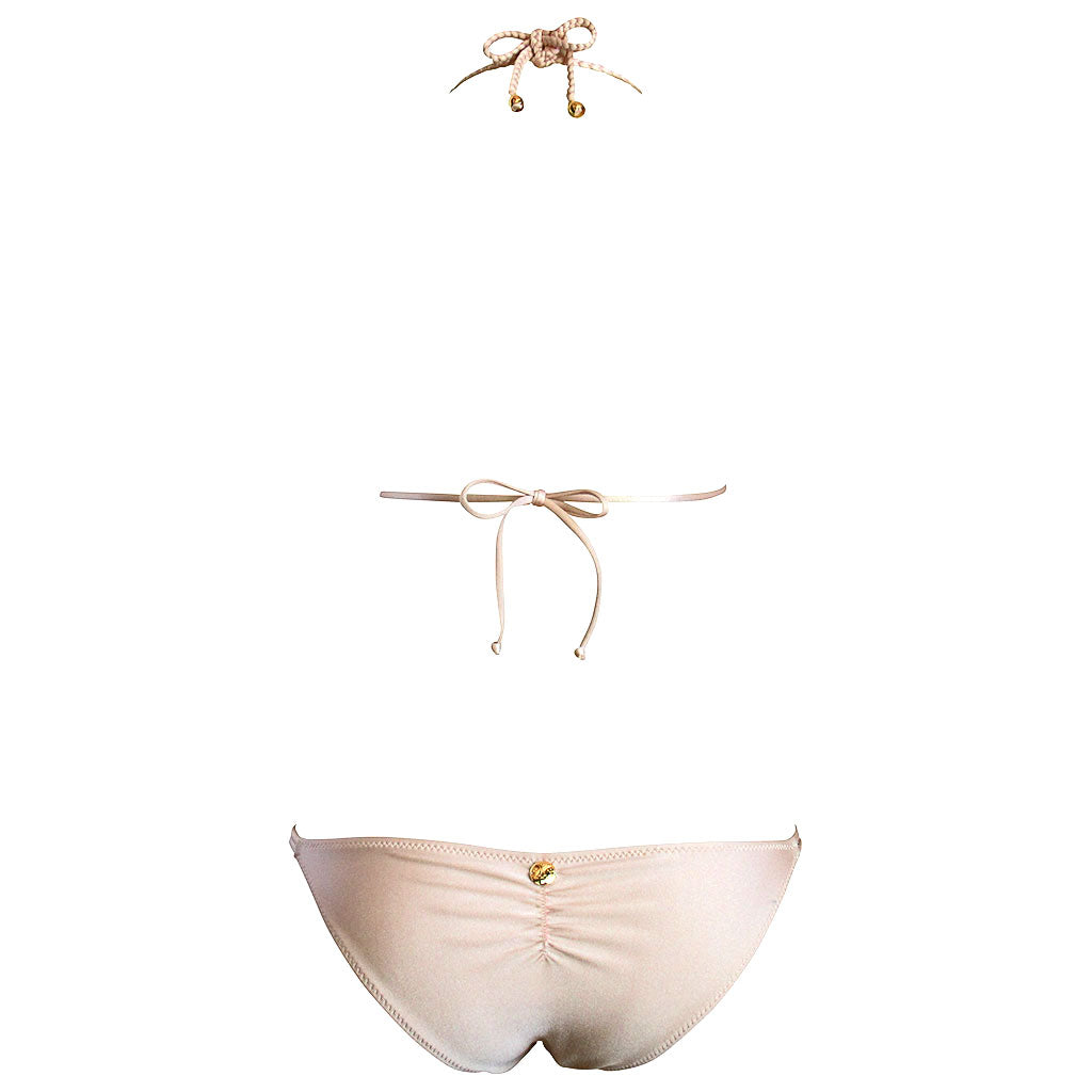 La Sirene Lila II Braided Triangle Women's String Bikini - Nude Pink Peach Blush