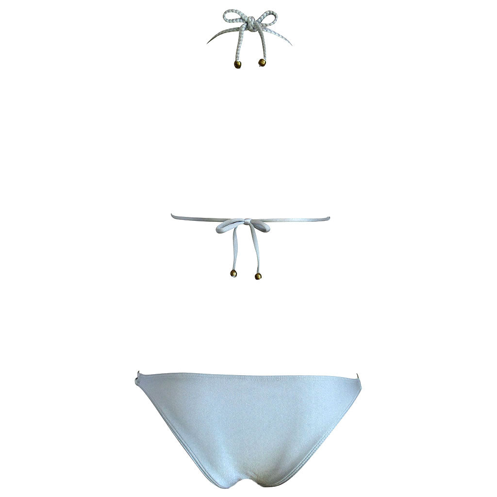 La Sirene Lila II Braided Strap Triangle Women's Designer Brazilian Bikini - Silver