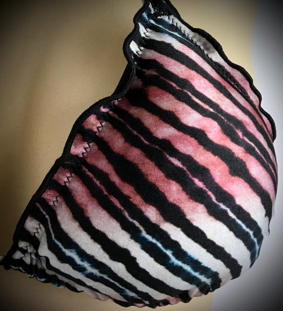 tie dye striped red black blue brazilian string bikini ruched thong swimming suit women's