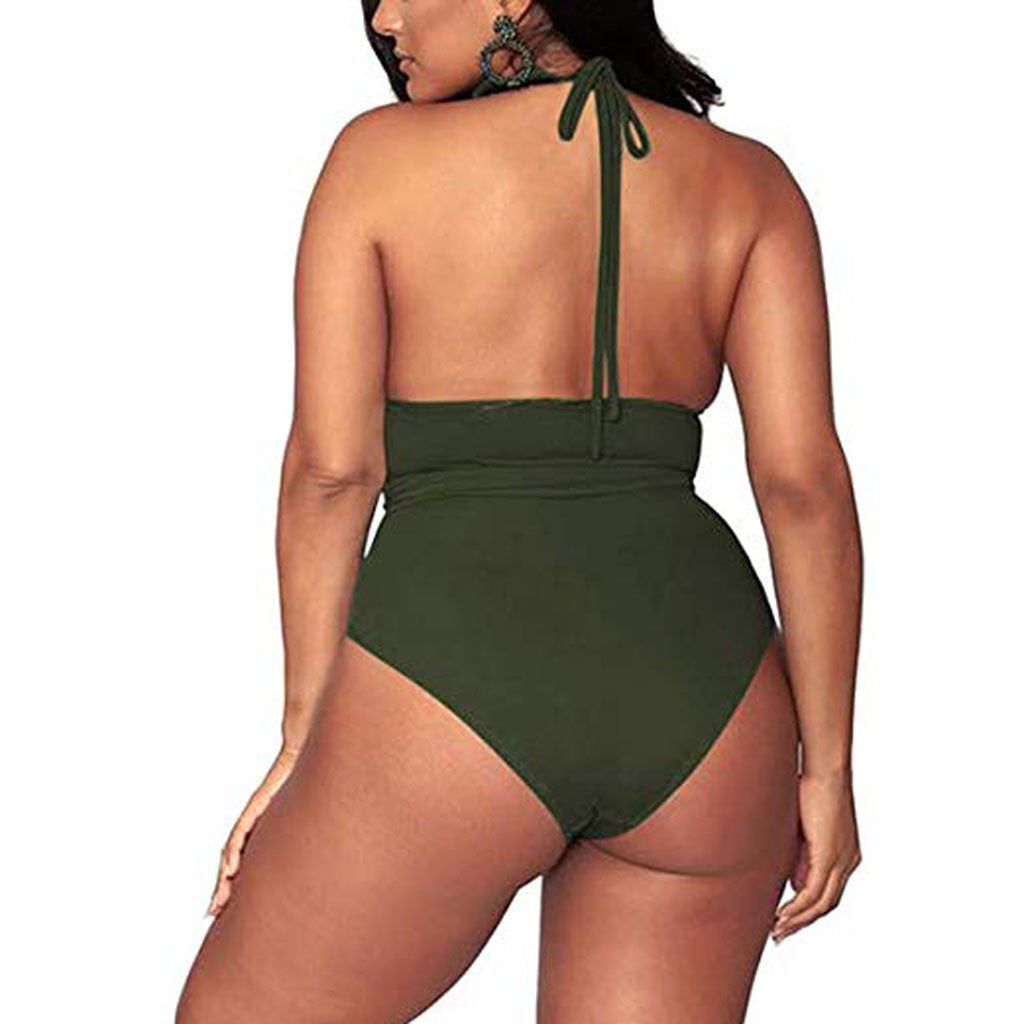 Plus Size Bikini Swimsuit Two Piece Solid Color