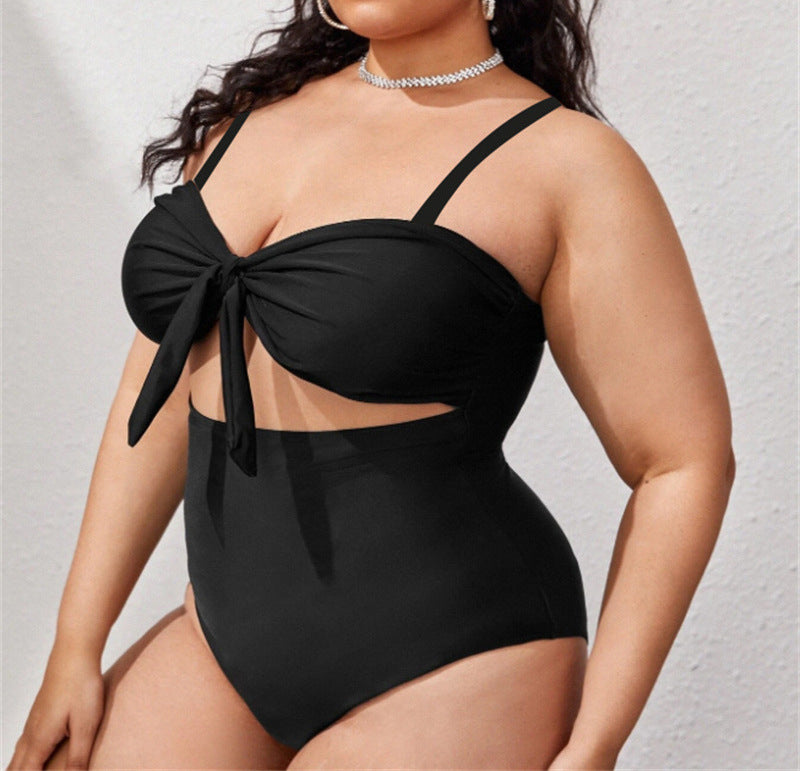 Plus Size Women Swimwear Black Cut Out