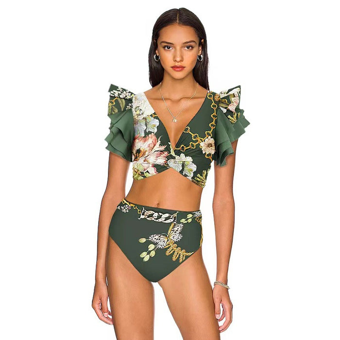 Butterfly Printed Swimsuit Female Butterfly Strap Resort Beach Bikini