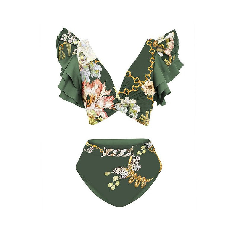 Butterfly Printed Swimsuit Female Butterfly Strap Resort Beach Bikini