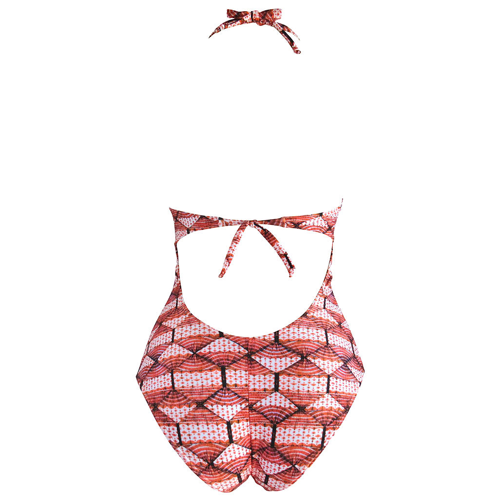 orange print cute one piece bathing suit zuzu swim 