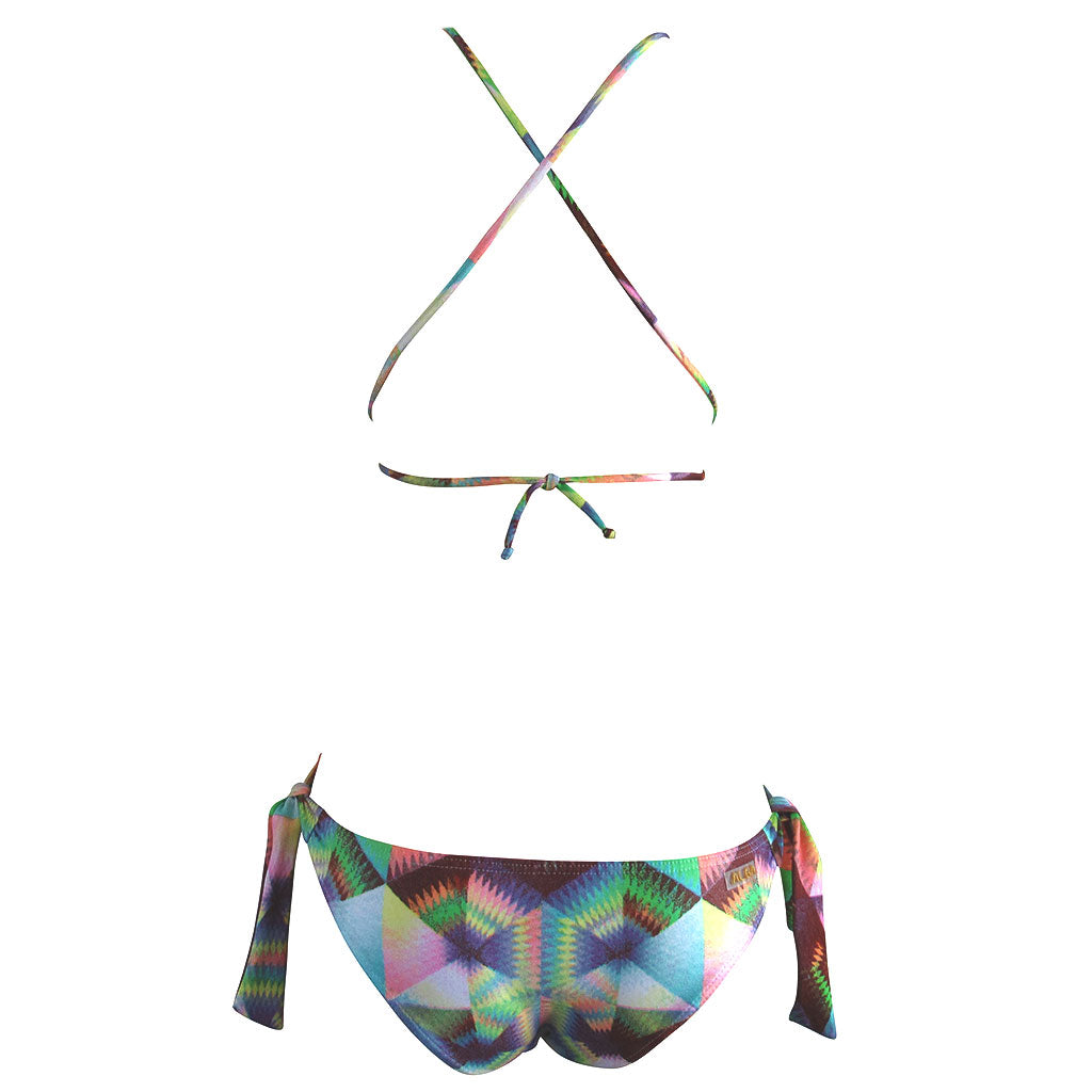 psychedelic print monokink side cut out colorful kaleidoscope print women's kne piece swimming suit