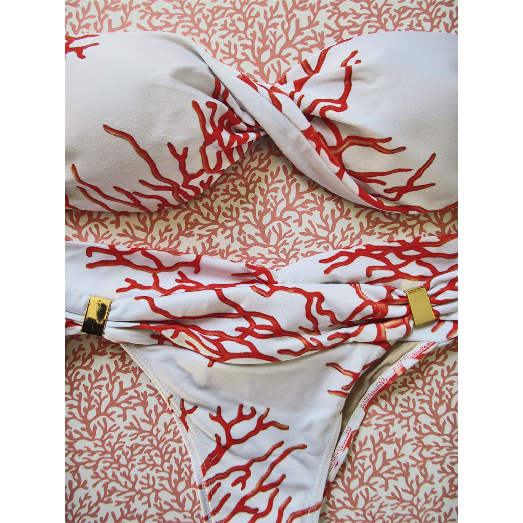 Brigitte Red Coral Bandeau Bikini