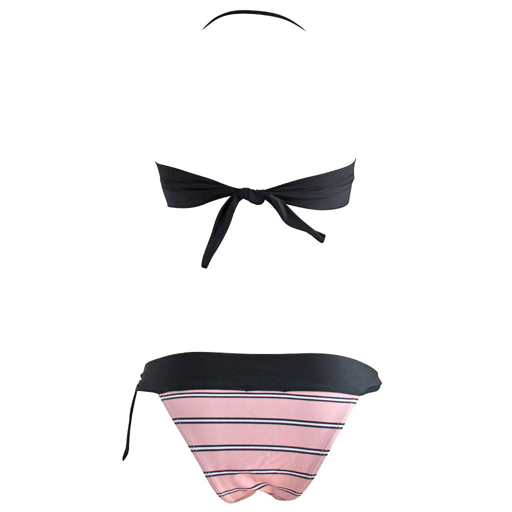 Brigitte Luisa Dusty Rose Striped Bandeau Bikini