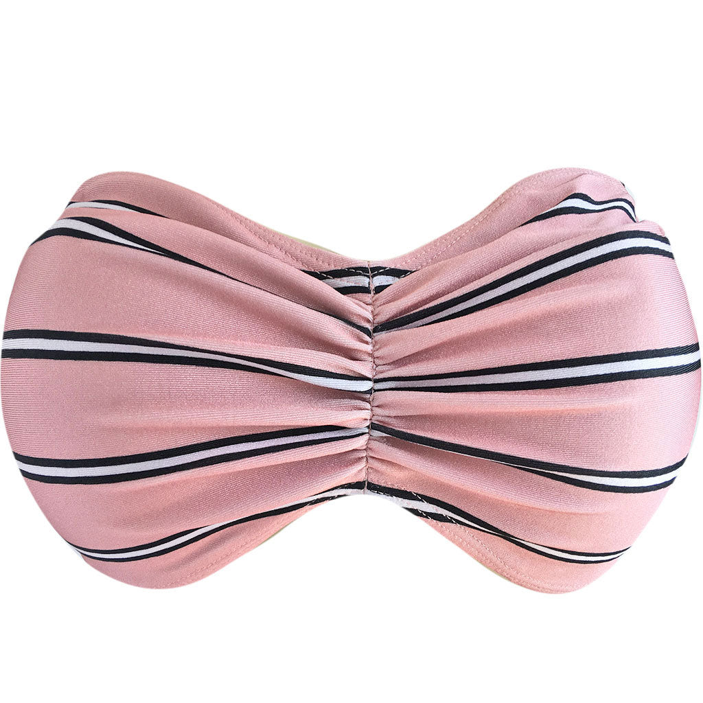 Brigitte Luisa Dusty Rose Striped Bandeau Bikini