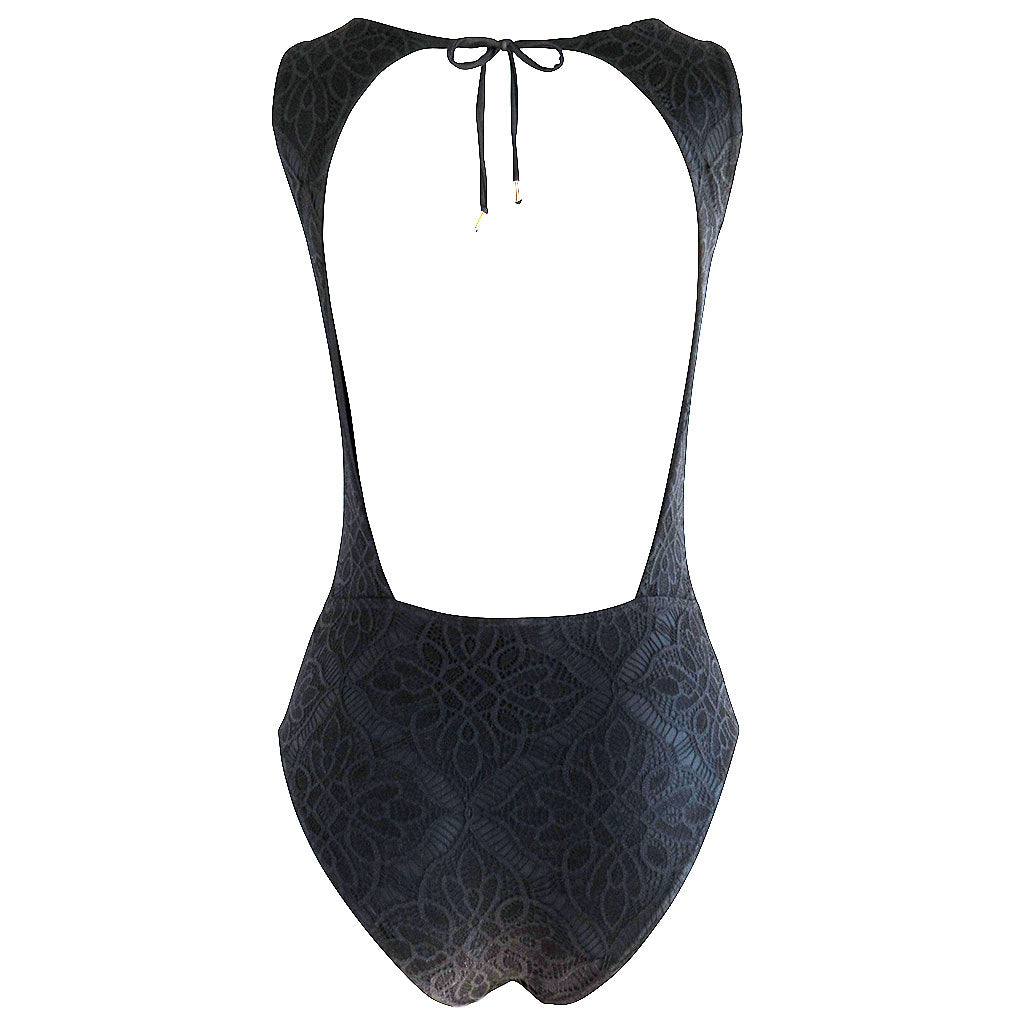 cia.maritima black lace one piece swimsuit designer swimwear