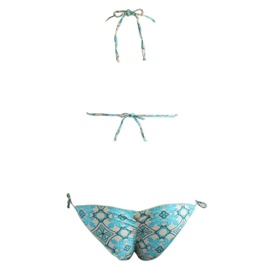 Cia. Maritima turquoise moroccan print ruched bottom back