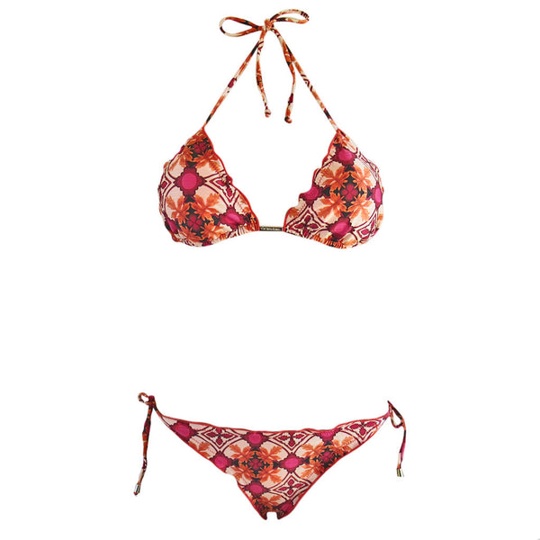 Red & Orange Moroccan Print Triangle String Bikini - Zuzu Swim ...