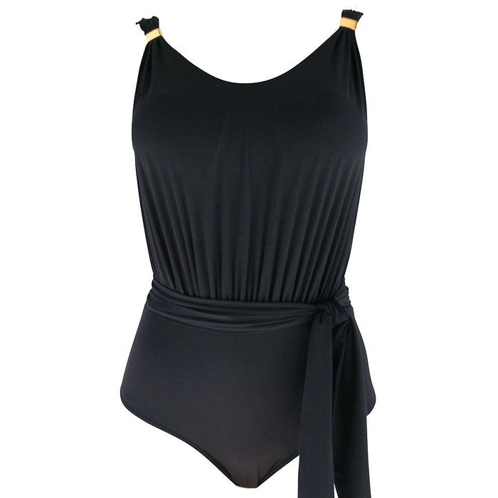 Sophisticated Black Women's One Piece Bathing Suit Swimwear Designer Classic