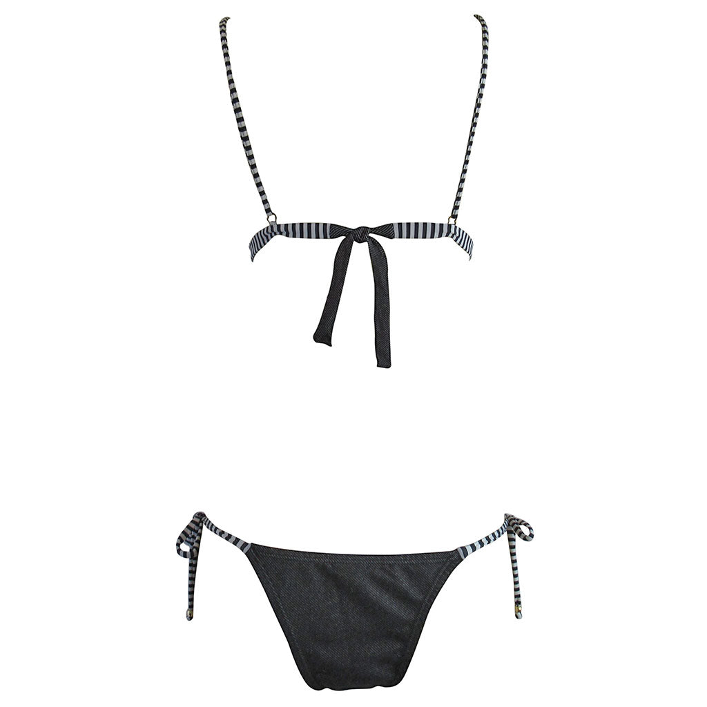 Liquido Denim Triangle Bikini - Black Stripe