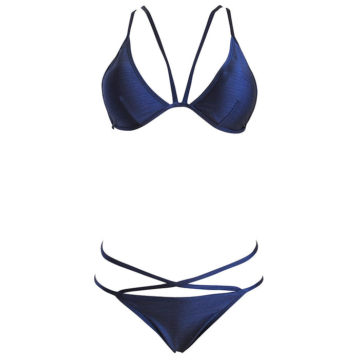 Navy Blue Strappy Brazilian Bikini Cheeky Bottoms Swimwear Designer La Sirene