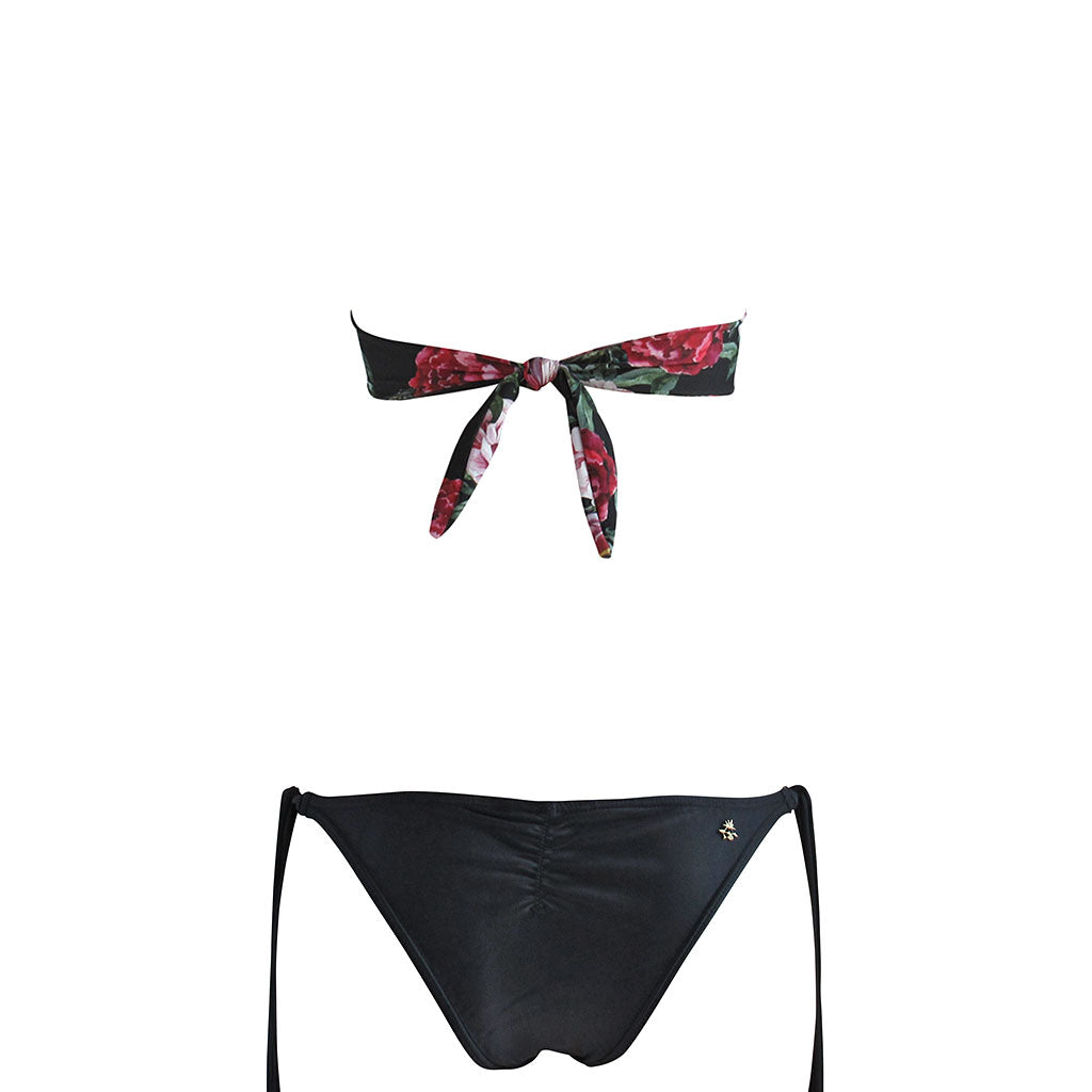 Triya Black Carnation Bandeau Bikini Top