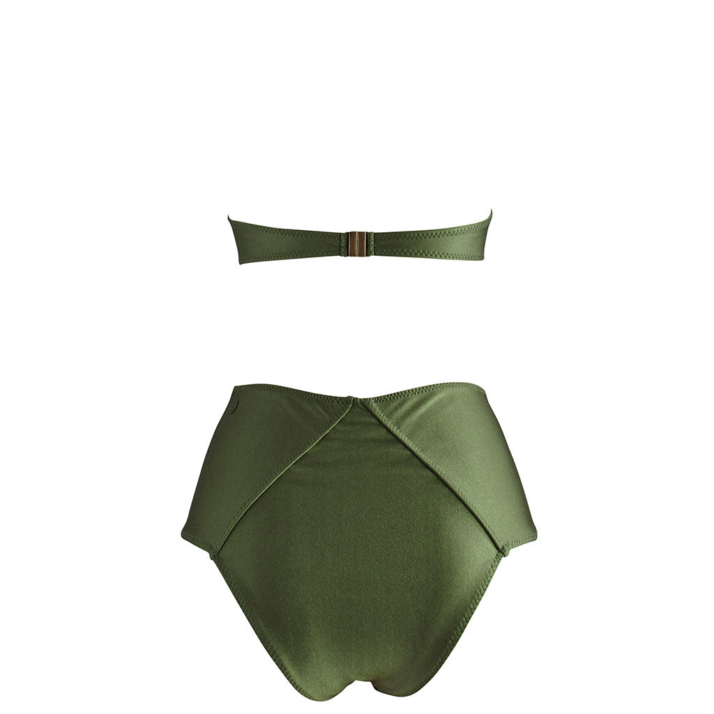 Triya Bebel Army Green Bandeau and Hot Pant Set