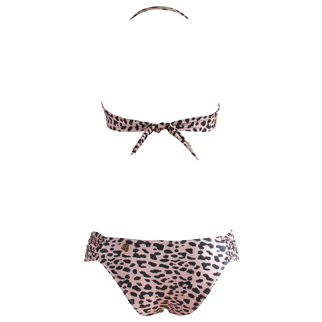 Triya Dusty Rose Leopard Bandeau Bikini